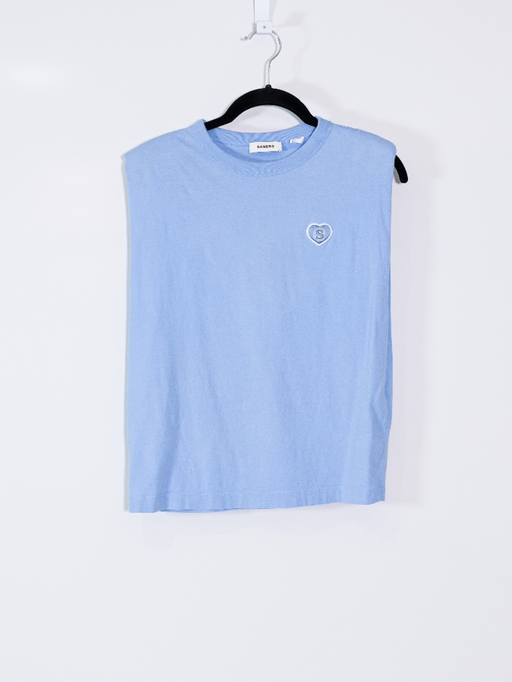 Sandro Light Blue Sleeveless Tank with Heart Logo